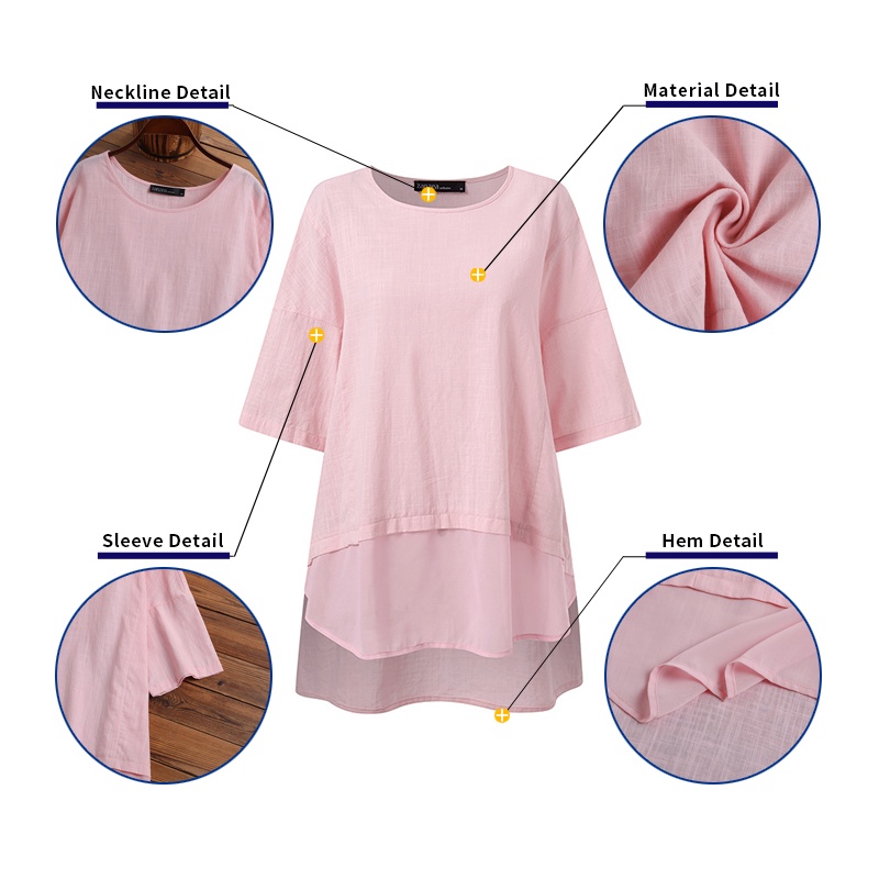 Áo thun Zanzea tay lửng cổ tròn màu trơn sành điệu