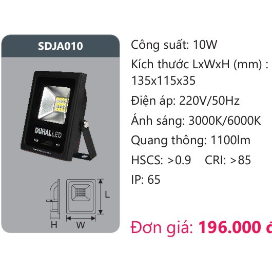 Đèn LED pha Duhal 10W SDJD0101 KDJD0101