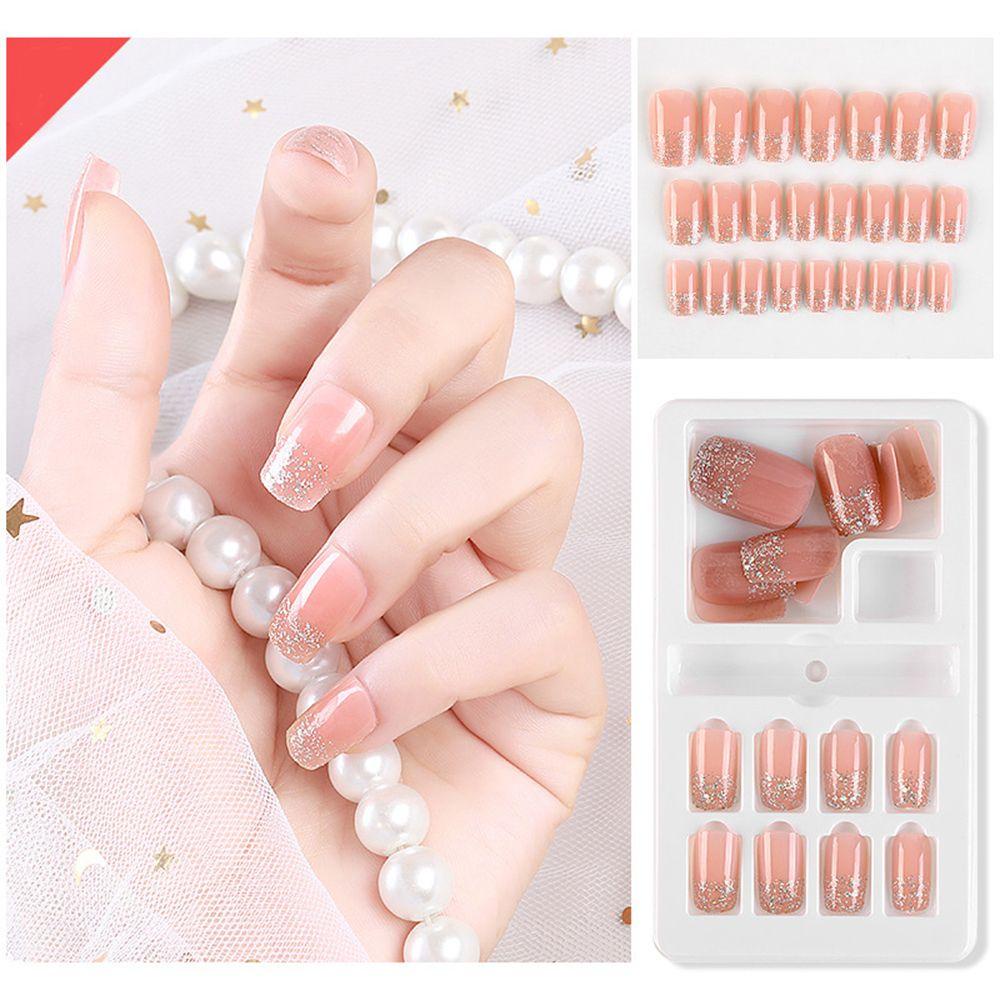 Bộ 24 Móng Tay Giả Ballerina Ngắn Che Phủ Toàn Diện Nhiều Màu Sắc