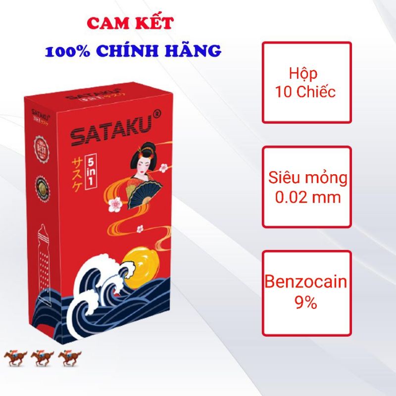 Bao cao su SATAKU 5 in1 - Có gai, kéo dài với 9% benzocain