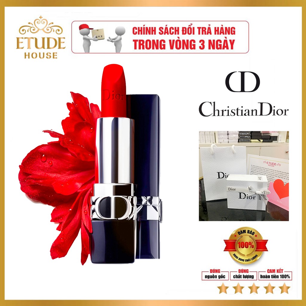 [𝘊𝘩𝘪́𝘯𝘩 𝘏𝘢̃𝘯𝘨] Son Dior Limited Rouge velvet (hot new 2021), chất son được bao bọc bằng nhung mịn màng cao cấp !!