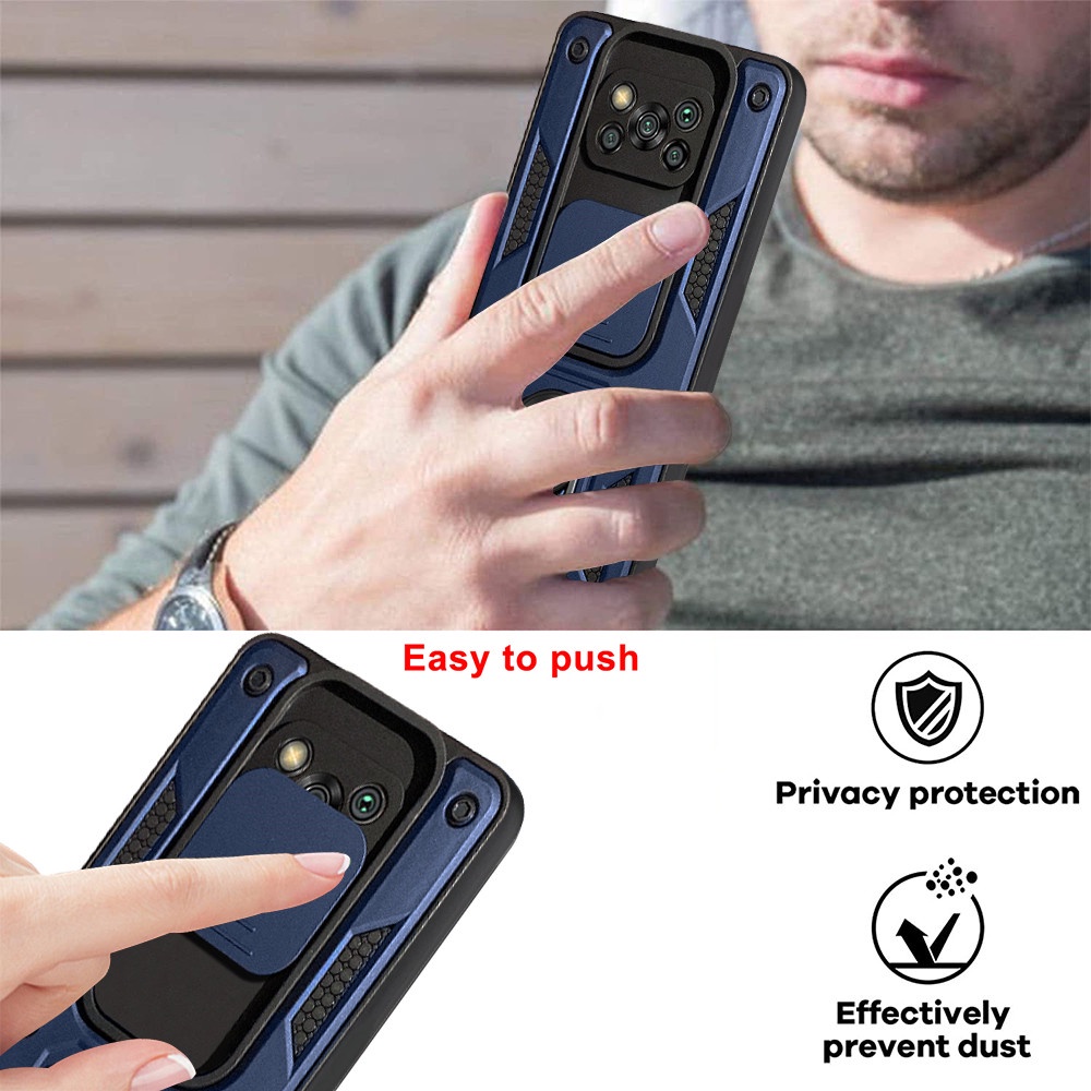 Ốp điện thoại cứng gắn giá đỡ nam châm dạng nhẫn bảo vệ camera cho Xiaomi Poco X3 Pro/X3 NFC