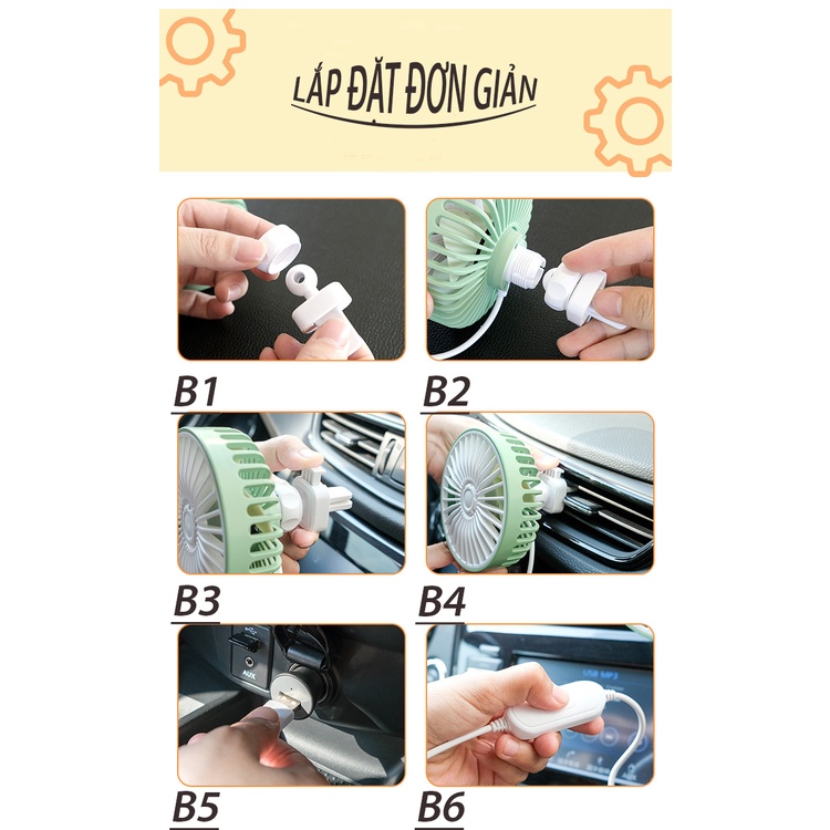 Quạt Mini Gắn cửa gió điều hòa ô tô , quạt kẹp máy lạnh xe hơi , để bàn làm việc kết hợp đèn