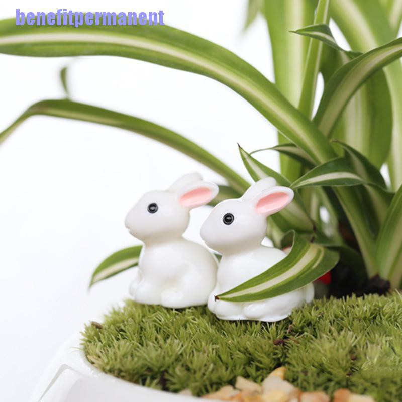 Benefitpermanent✹★ Set 2 Tượng Thỏ Mini Trang Trí Sân Vườn
