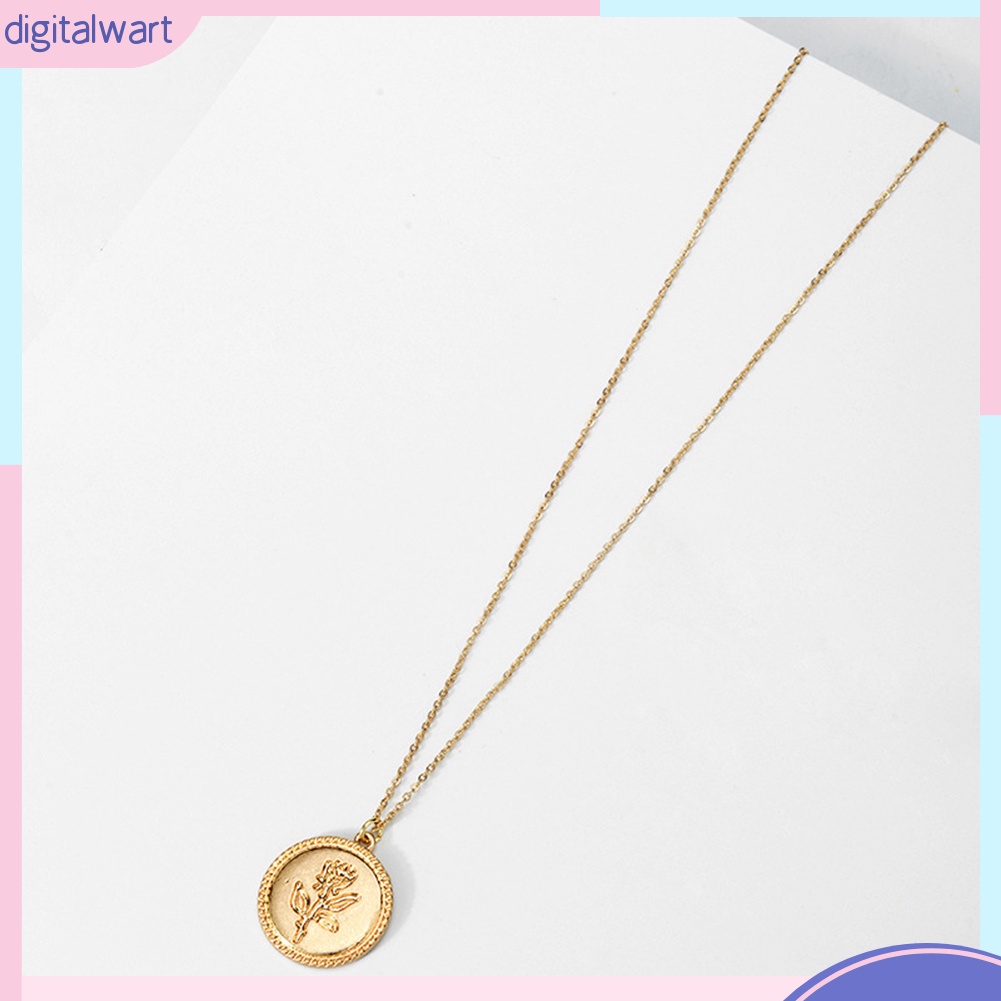 Dây chuyền mặt tròn hình hoa hồng phong cách vintage