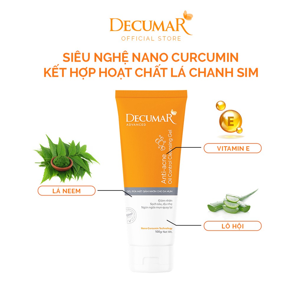 Sữa rửa mặt dạng Gel Decumar Advanced 50gr, kiểm soát nhơn mụn hoàn toàn mới