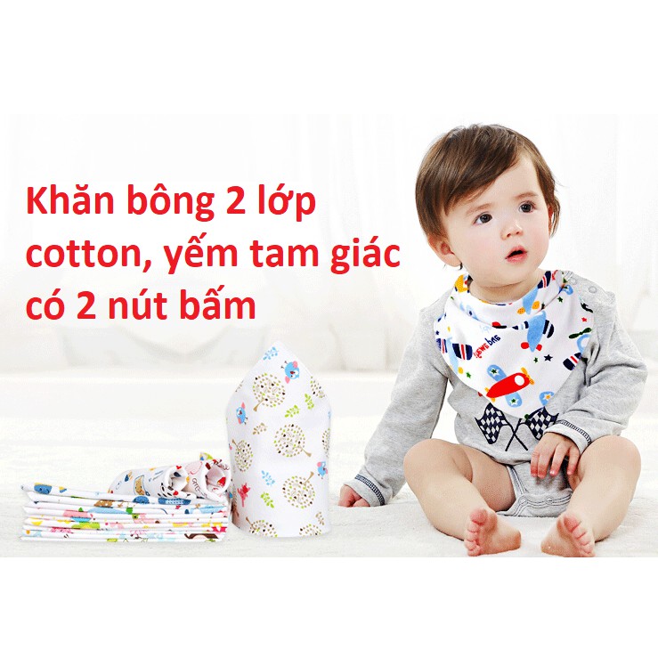 [Mã FMCGSALE24 giảm 8% đơn 500K] Yếm chất liệu cotton mềm mại an toàn cho bé có nút bấm đằng sau