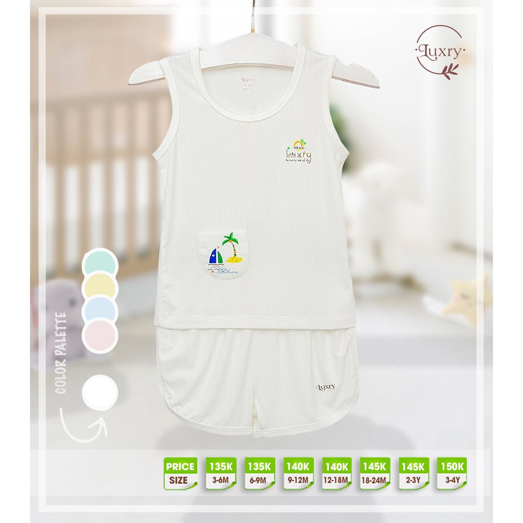 Bộ quần áo ba lỗ Luxry cho bé trai và bé gái - Ba lỗ mặc nhà mùa hè siêu mát -bộ sát nách chất thun sợi tre Luxry