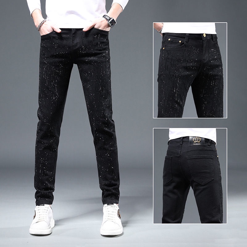 Quần Jean Nam Màu Đen Dáng Ôm