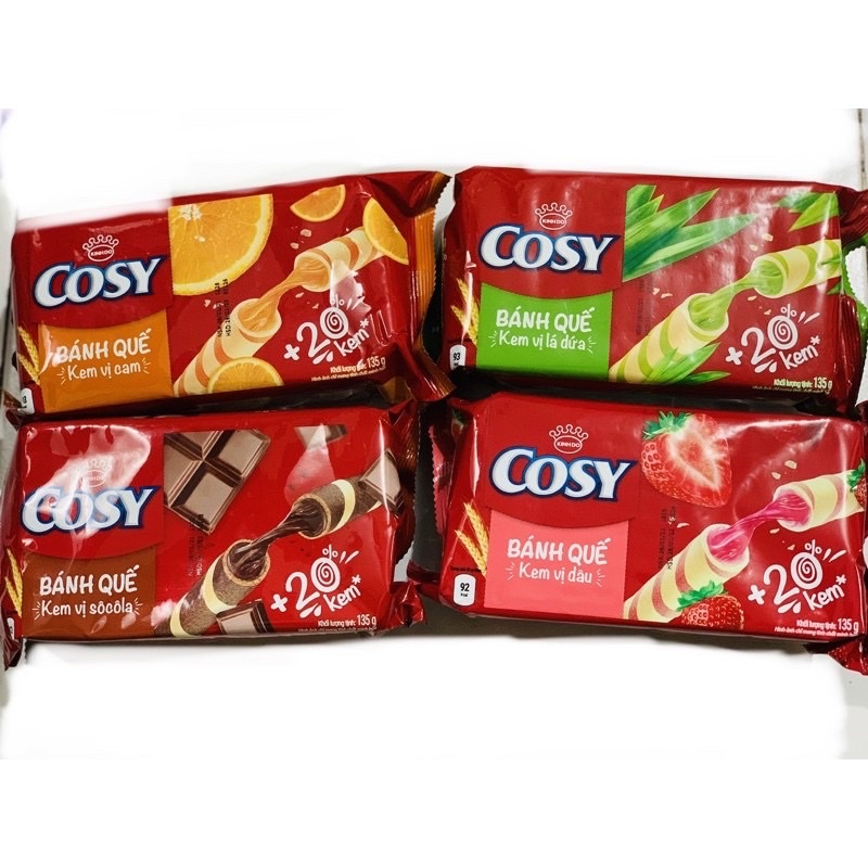 BÁNH QUẾ COSY KINH ĐÔ SOCOLA/DỨA/CAM/DÂU