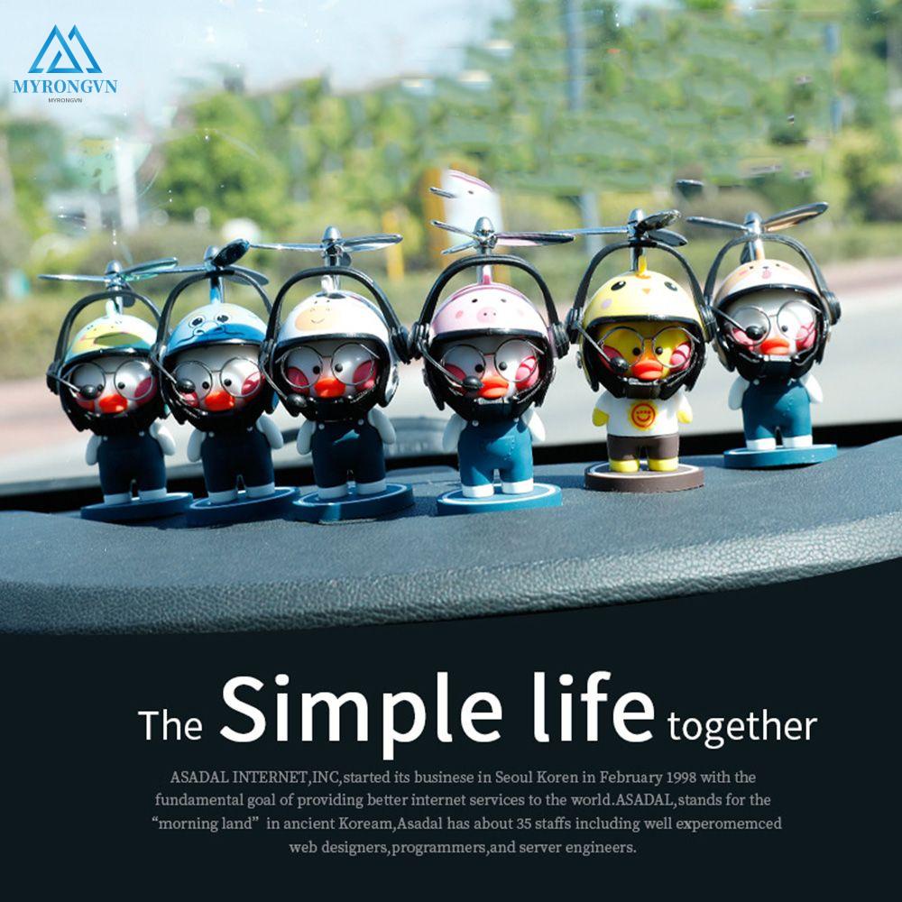 Mô hình chú vịt đội mũ bảo hiểm có chong chóng tre đáng yêu dành cho trang trí nhiều mẫu tùy chọn