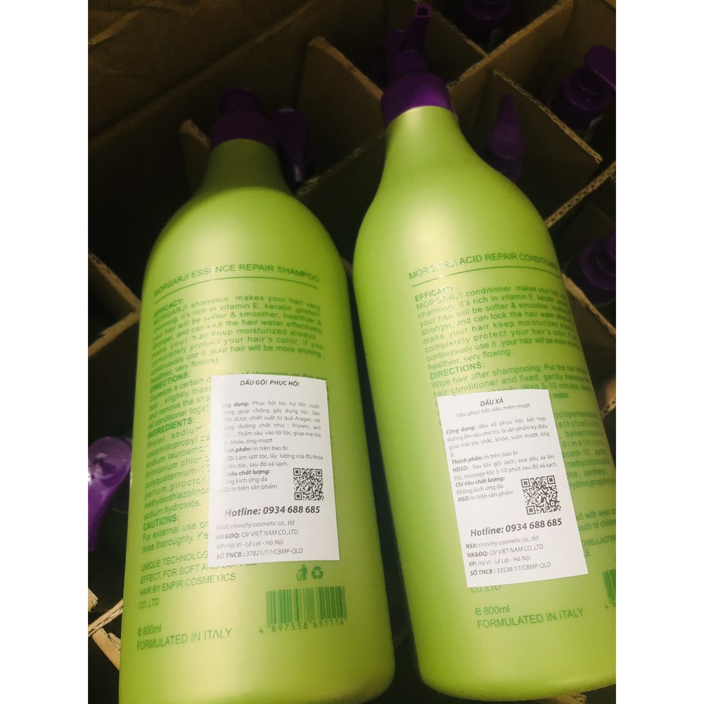 Dầu gội xả MORGARJI kiềm dầu phục hồi tóc hư tổn siêu mượt siêu thơm 800ml * 2 chuyên dụng cho các Salon