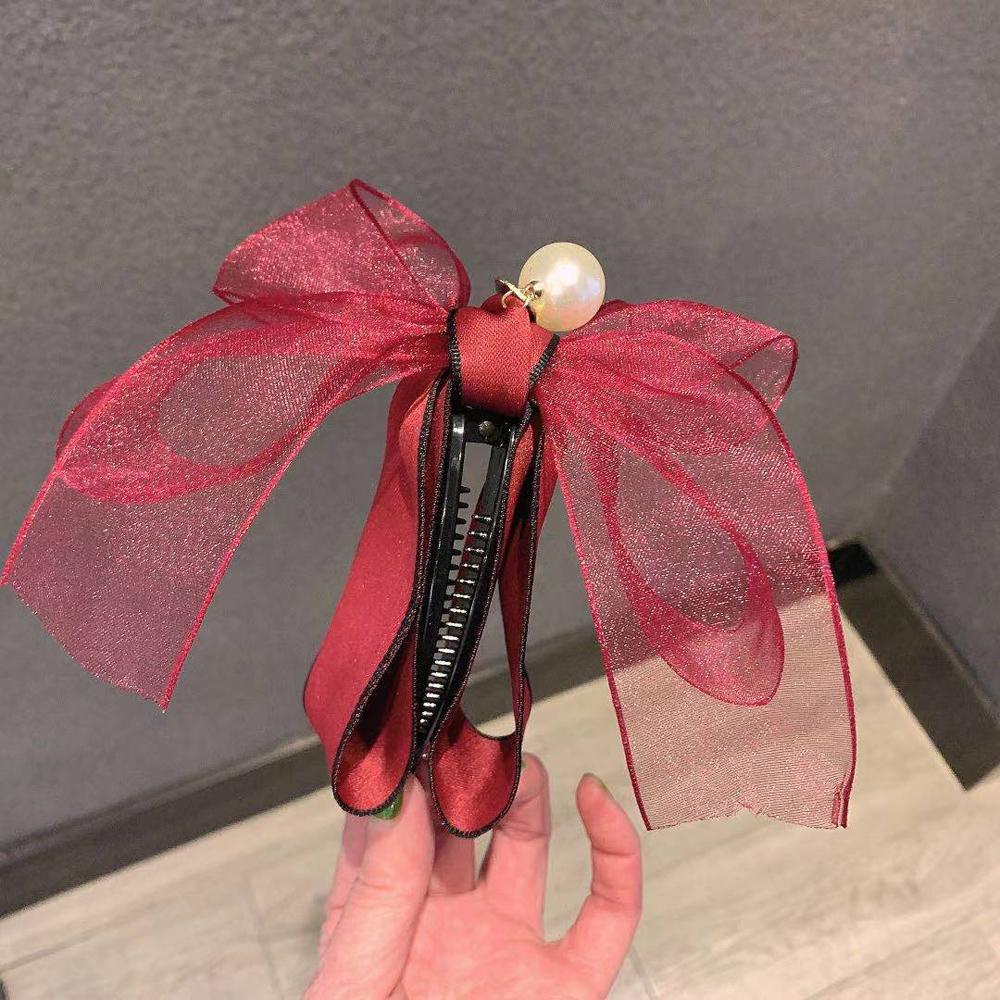 Giá Đỡ Buộc Tóc Đuôi Ngựa Bằng Lưới Màu Trơn Thanh Lịch Cho Nữ