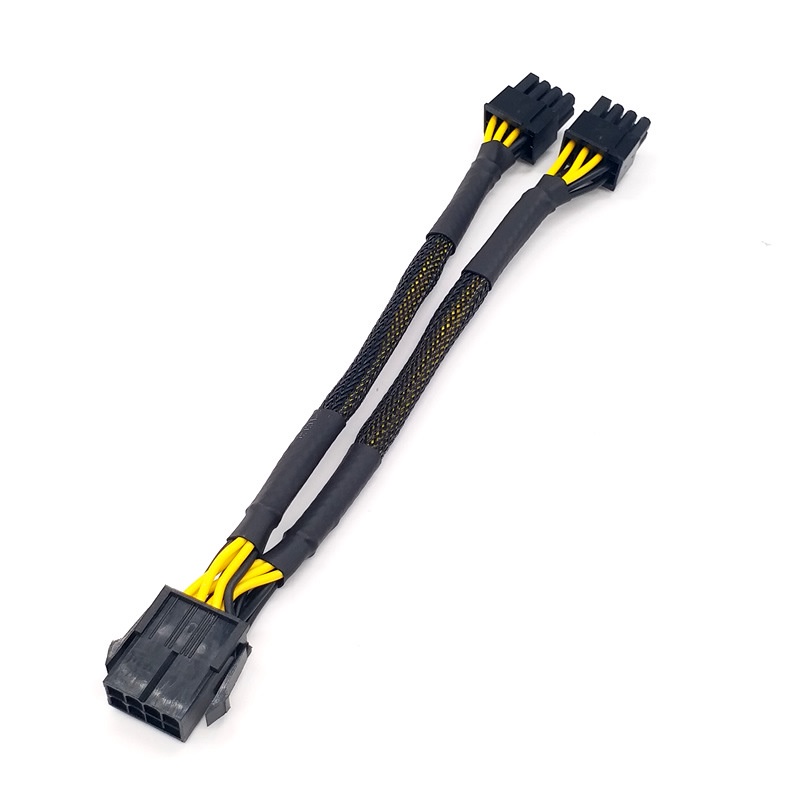 Dây cáp nguồn VGA nối dài 8 pin cho card màn hình, 8 pin PCI ra 8 pin PCI, dài 22cm - 32cm, chuẩn 18AWG dây Vàng Đen