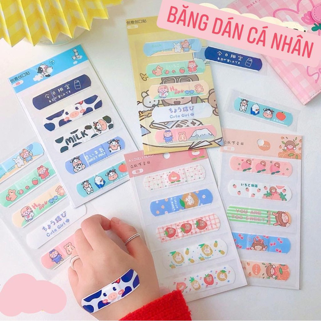 Set 5 băng dán vết thương cá nhân hình dễ thương