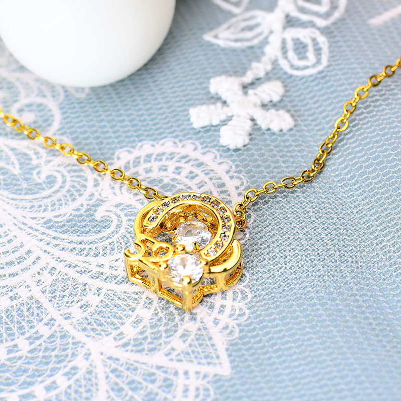 XiaoboACC Gold-plated Korean Fashion 520 Micro-inlaid Zircon Necklace