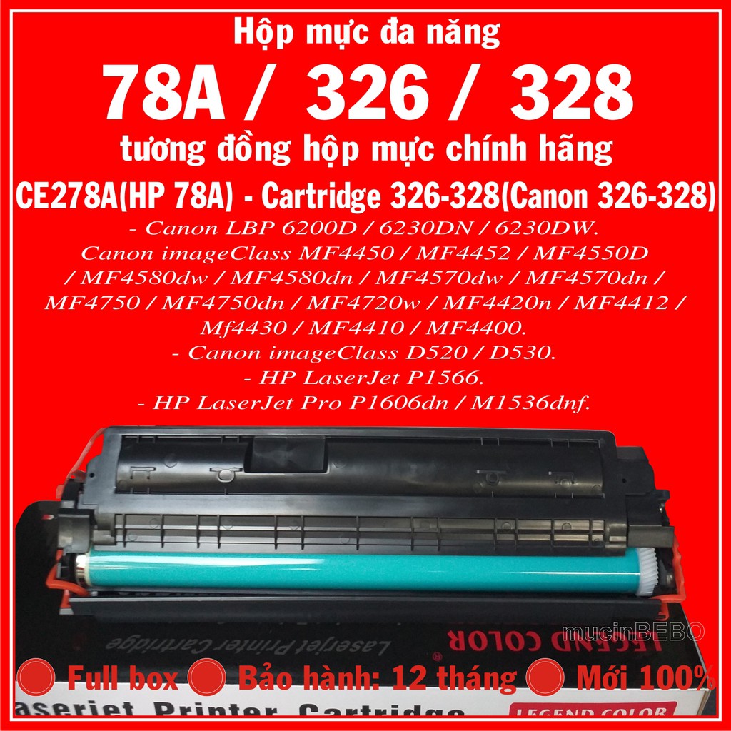 Hộp mực 78A máy in Canon LBP 6230dn, 6230dn, 6200d, Canon MF 4720w, 4750dn, 4450, 4452, 4412, 4420, 