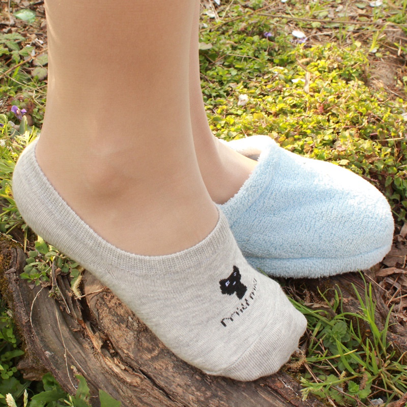 Tất Nữ Hàn Quốc Hoạ Tiết Mèo Xinh Xắn Cotton Thấm Hút Mainia Shop