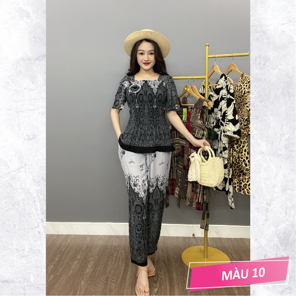 Set Bộ Nữ Quần Dài Áo Dập Ly Co Giãn Vân Nguyễn