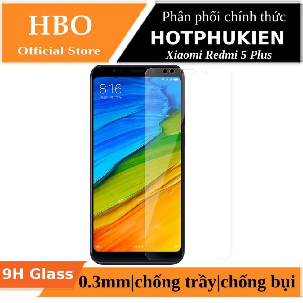 Miếng dán kính cường lực HBO cho Xiaomi Redmi 5 Plus (0,3mm, độ cứng 9H, chống trầy) - Hàng nhập khẩu