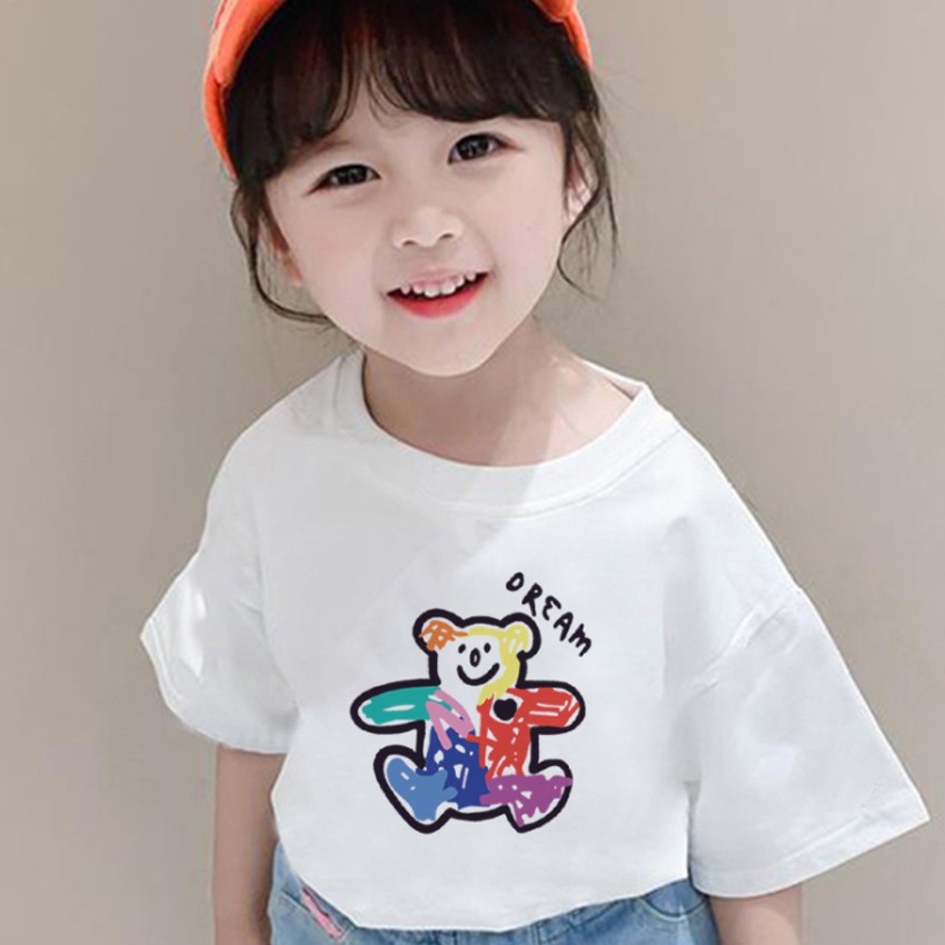 Áo thun bé gái ngắn tay Kbibi Kids mã K15 Áo phông cộc tay trẻ em hàn quốc chất cotton màu trắng hồng cho bé mùa hè