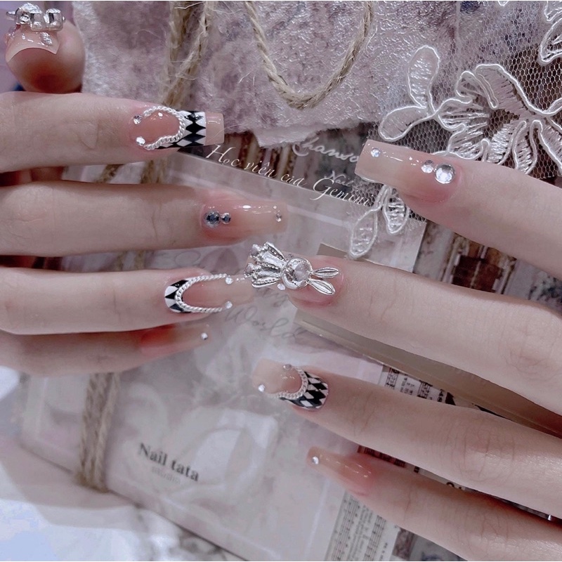 Đá Hồng kong mix size trang trí móng loại túi 6 ngăn