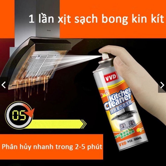 Bình xịt vệ sinh bếp bọt tuyết đa năng Kitchen Clear 500ml - Bình xịt tẩy rửa nhà bếp đa năng