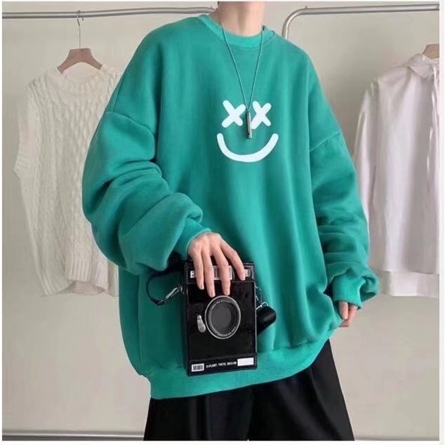 Áo sweater dài tay in hình mặt cười thời trang Hàn Quốc cho nam