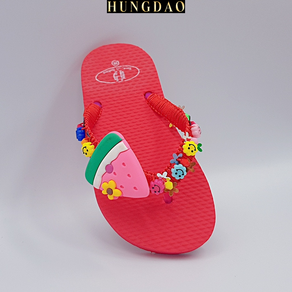 Dép nữ trẻ em HD đính sticker dưa hấu cute mang đi chơi có đế chống trơn trượt đủ size nhiều màu
