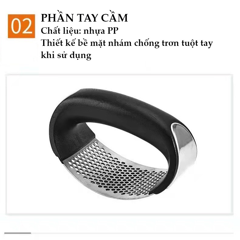 Dụng Cụ Dập Tỏi, Nghiền Tỏi Inox 304 Tiện Ích