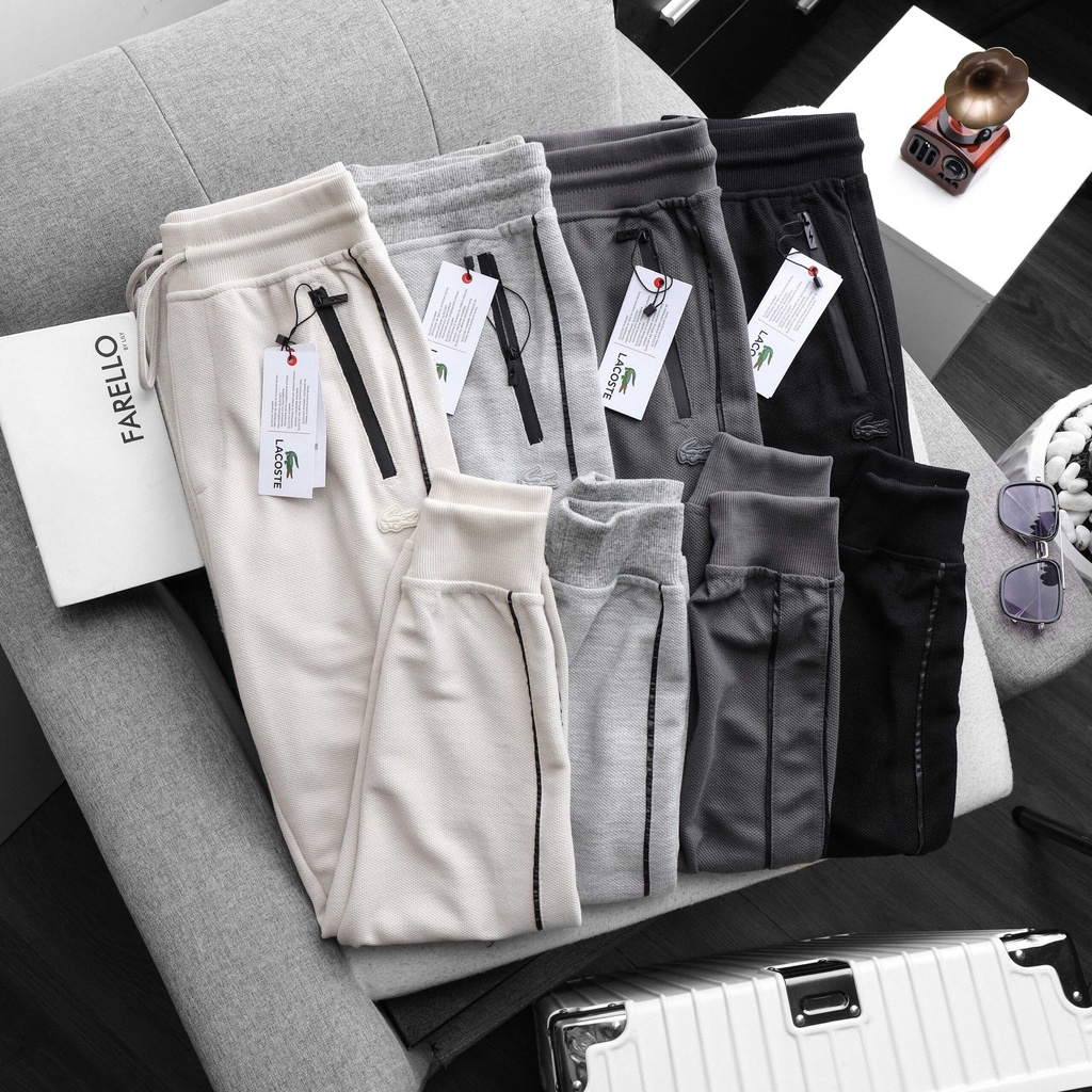 Quần Thun Dài Thể Thao Nam Nữ , Jogger Ống Túm Slim Fit Vải Qique Dệt Túi Khóa Kéo Có Dây Rút