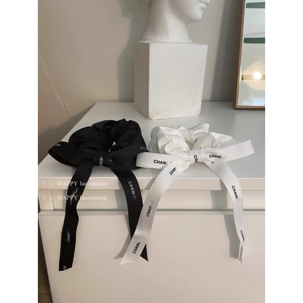 Scrunchies cột tóc lụa đính nơ ruy băng sang chảnh cho nữ, phụ kiện tóc BOT DORIS