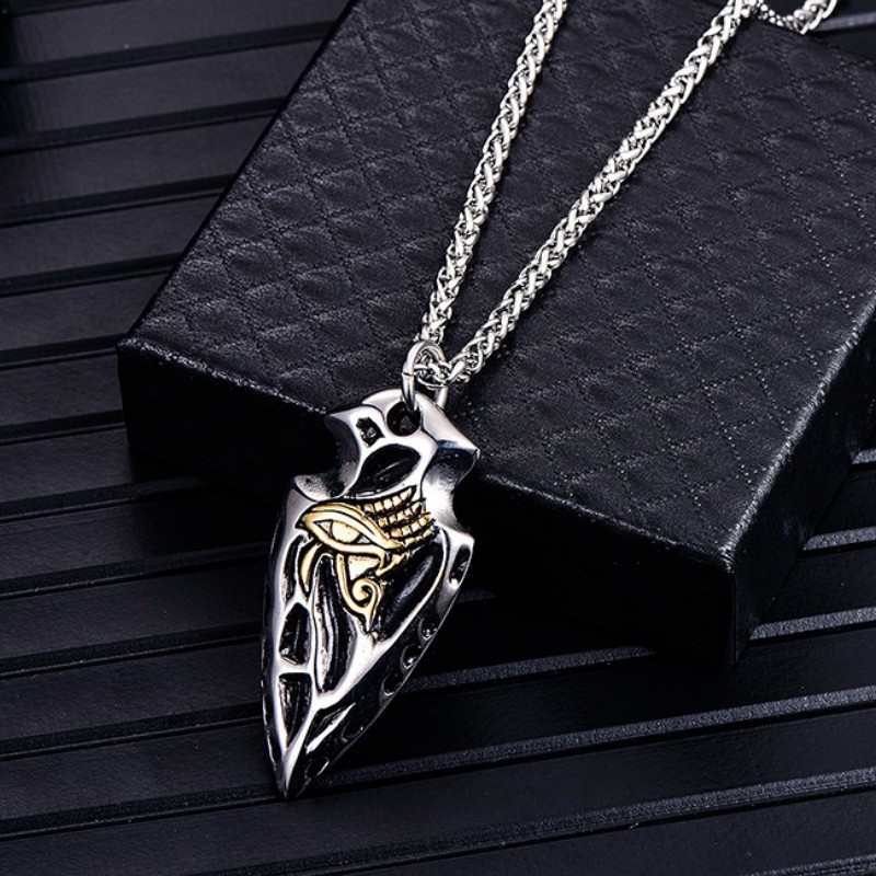 Mặt dây giáo bằng thép không gỉ - Vòng cổ Amulet Ai Cập cổ đại của mắt Horus