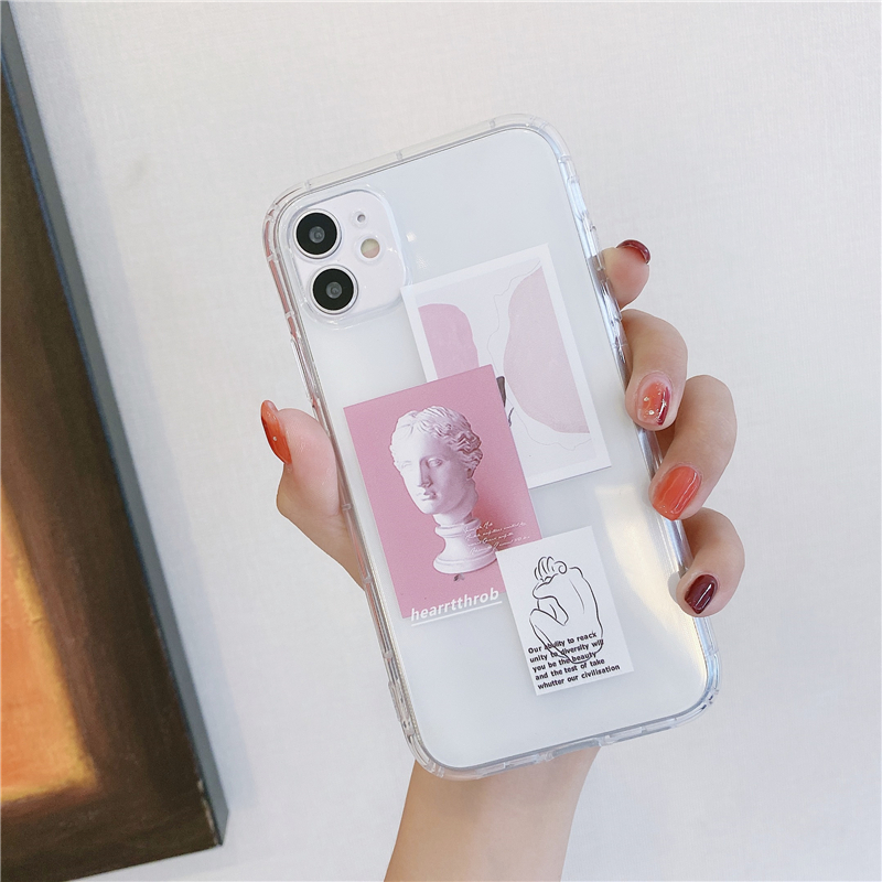 Simplicity oppo A5/A3S A53 2020 A52020/A92020 A7/A5S/A12 A8/A31 2020 A15 personality label letter transparent Shockproof Phone Soft TPU Case abstract David statue mobile phone case