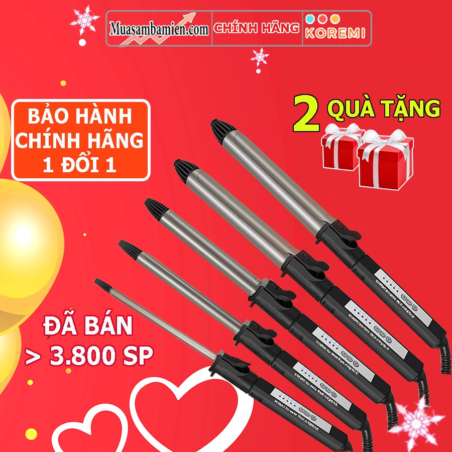 Máy uốn tóc xoăn lọn cao cấp Hàn Quốc KOREMI NA-886 Chỉnh nhiệt chuẩn salon tóc xoay trục 360 độ