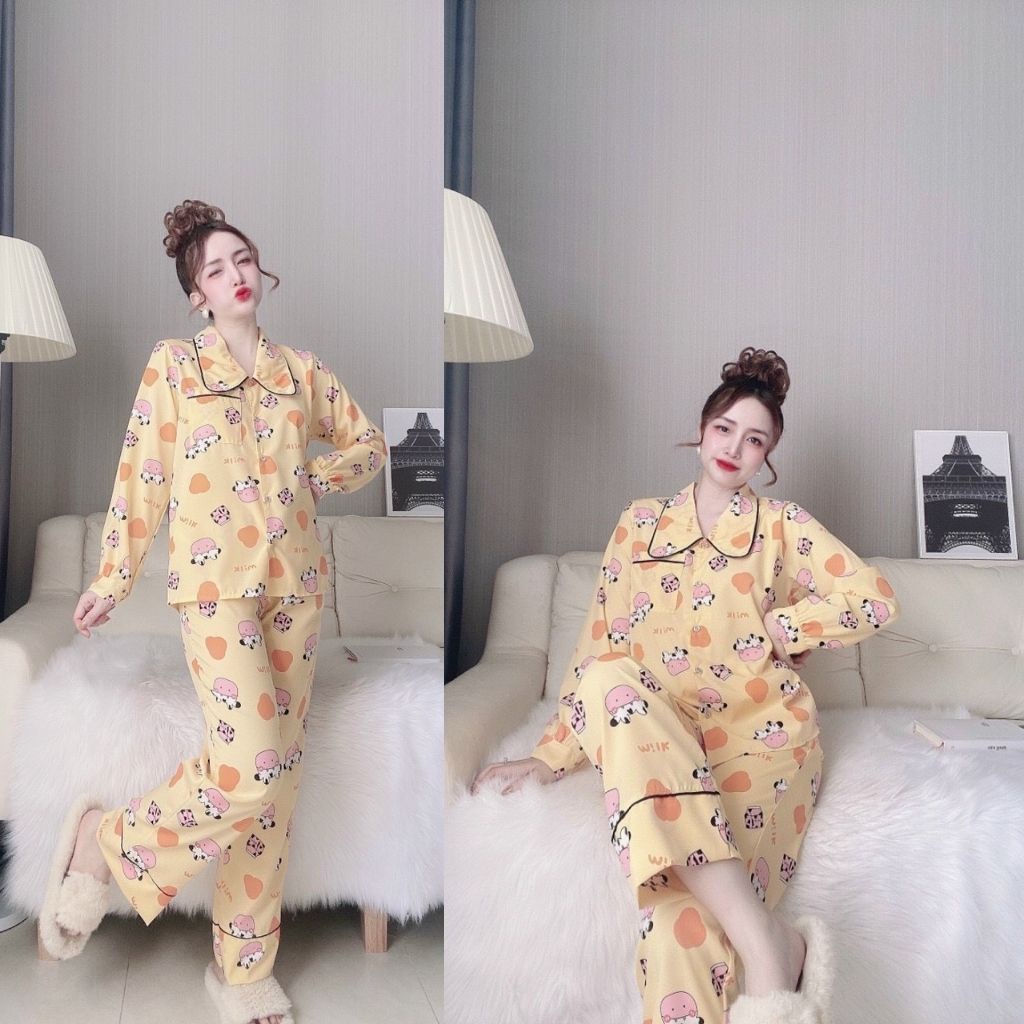 Đồ ngủ Pijama , Đồ ngủ Nữ Dễ Thương Lụa Cao Cấp mềm mịn &lt; 60Kg