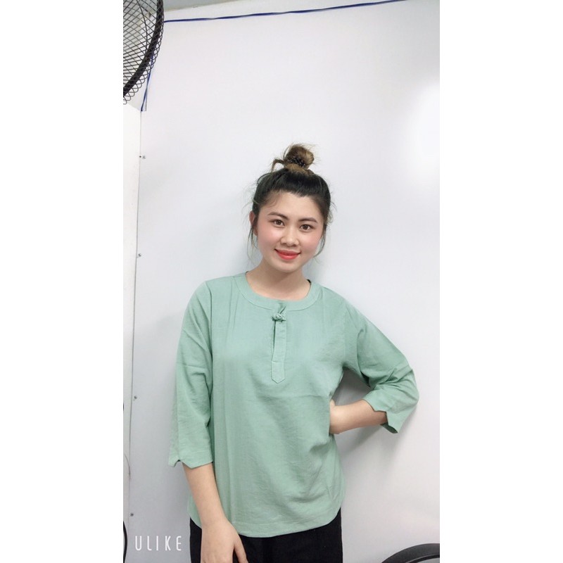 Áo sơ mi nữ chất đũi kín đáo phong cách Nhật Bản,3 màu thanh lịch full size 35kg đến 95kg.  KN18 | BigBuy360 - bigbuy360.vn