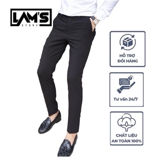 Quần tây nam màu đen,xanh than,xám đậm ,kem be chất liệu vải trơn Vinteck co giãn dáng hàn phom trẻ trung-Lam's Store