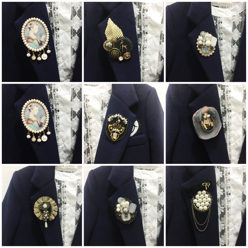 Ghim cài áo số 5 đính đá và ngọc trai thời trang cho nữ