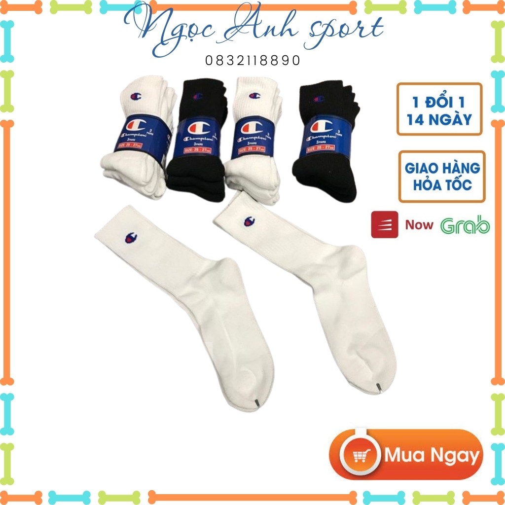 Tất phong cách- vớ thể thao champion -pack 3 đôi -full tag cao qua bắp cá chân