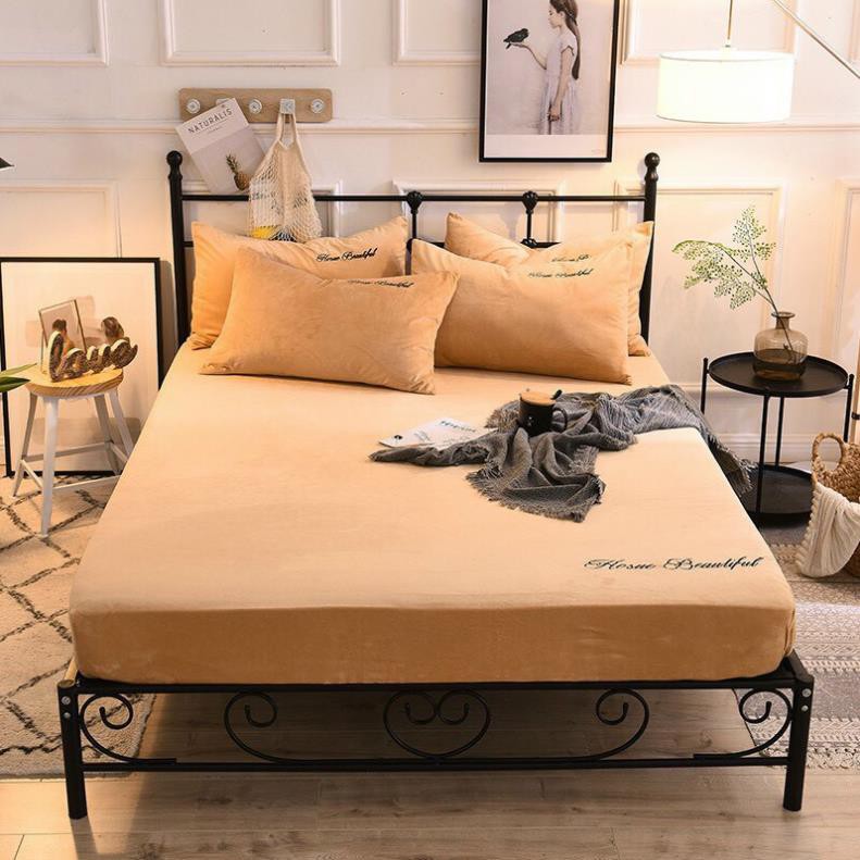 Bộ drap giường, bộ ga giường kèm 2 vỏ gối nỉ lông tuyết mùa đông 2020 Happy Bedding - VuaChanGa | BigBuy360 - bigbuy360.vn