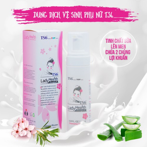 Dung dịch vệ sinh cao cấp TS6 180ml + Gel đặt vùng kín TS6, viêm âm đạo, nước rửa phụ khoa, khô hạn