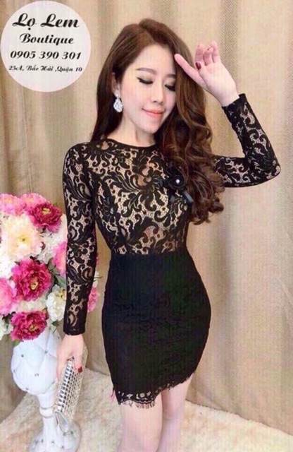 👗Đầm body phối ren hở lưng