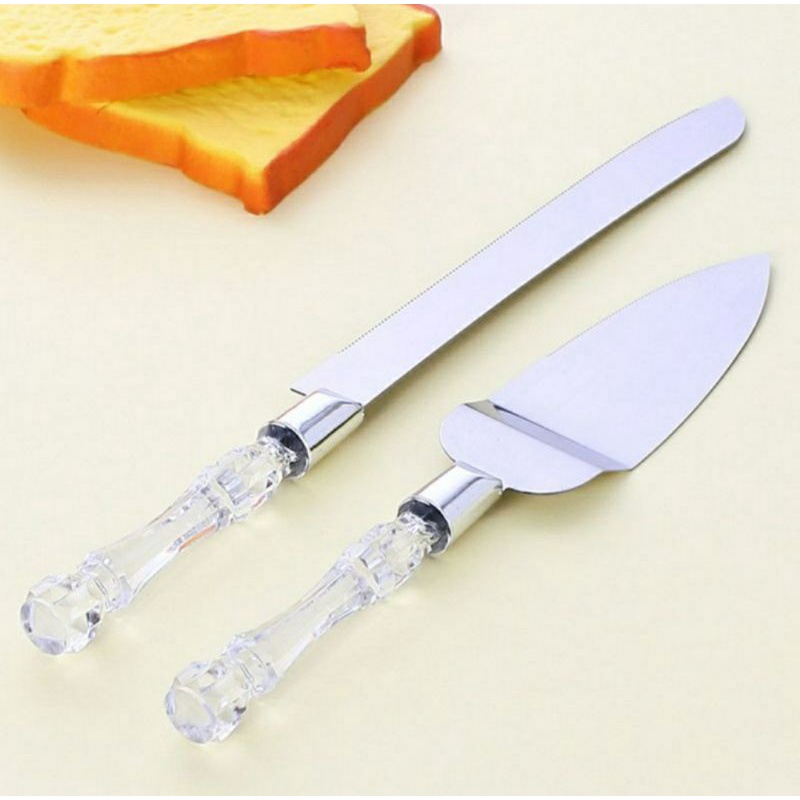 Set dao cắt và xúc bánh kem chất liệu inox dùng trong đám cưới, sinh nhật, quay phim chụp hình