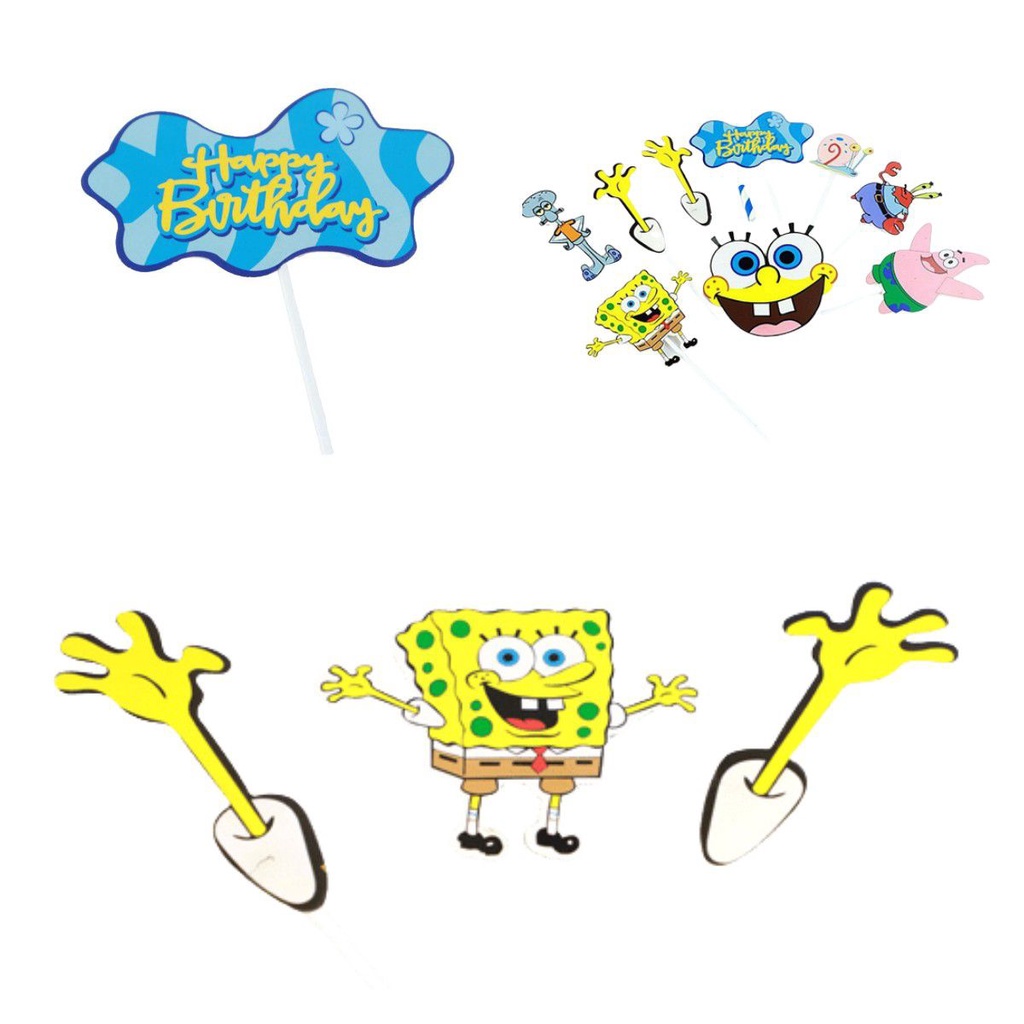lovely Spongebob Squarepants Themed Cake Decorating Kids Birthday Party Supplies gift