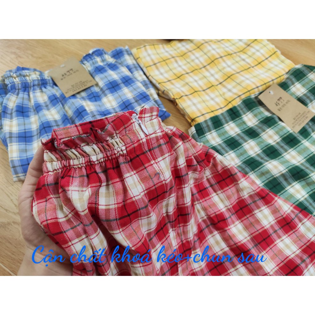 CHÂN VÁY CHỮ A KẺ CARO XANH ĐỎ VÀNG KHÓA KÉO CHUN SAU - CHÂN VÁY KẺ CARO ULZZANG | BigBuy360 - bigbuy360.vn