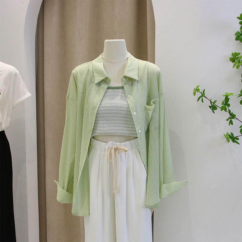 Jiashucheng Áo Sơ Mi Tay Dài Chống Nắng Dáng Rộng Thời Trang Mùa Hè Cho Nữ