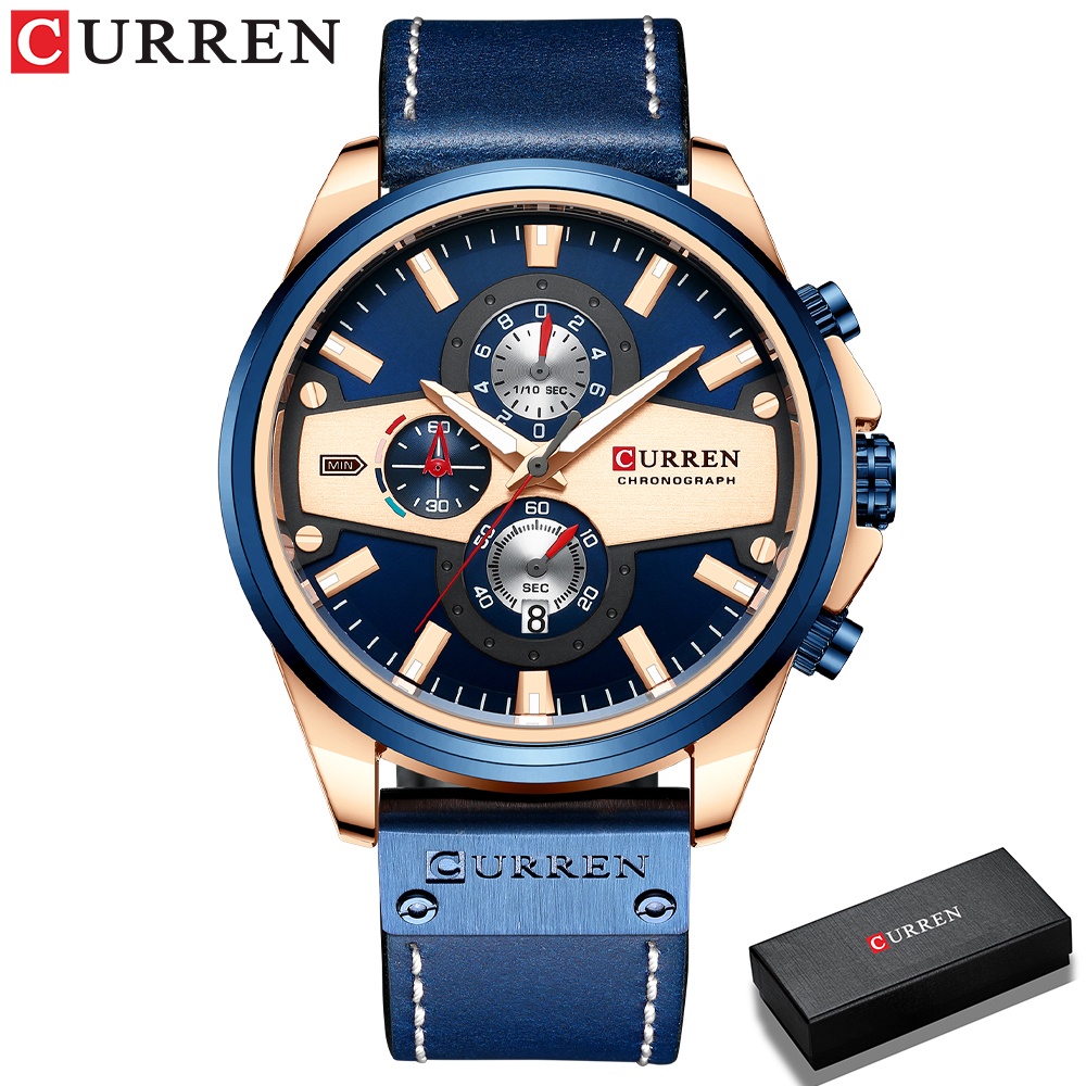 Đồng hồ CURREN 8394 Quartz nhiều kim có dạ quang sáng tạo phong cách thể thao chống thấm nước dành cho nam