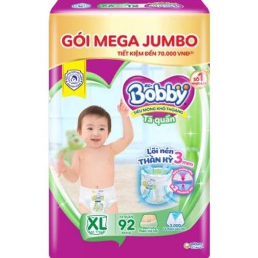 DATE 2026 .Tả quần Bobby - Đệm thấm lưng mồ hôi Mega Jumbo size M120/L104/XL92.Xxl 84 - Lõi nén thần kỳ.date 2026