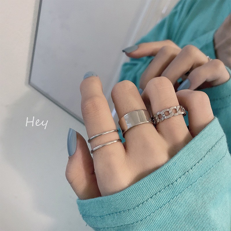 Set 3 nhẫn đeo tay phong cách Hàn Quốc cá tính